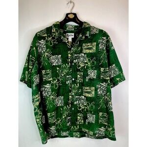 Howie Hawaiian Shirt Mens 3XL‎ green /white crafted in hawaii